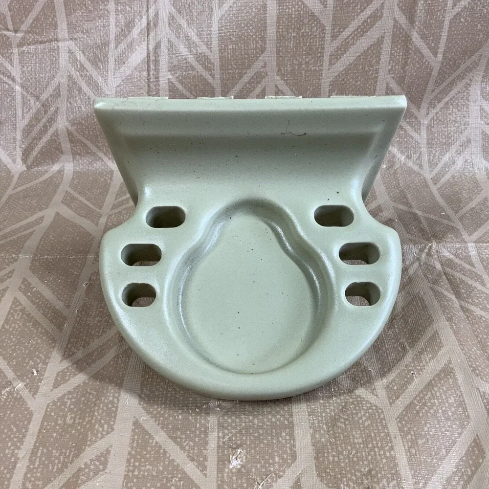 Vintage AO American Olean Ceramic‎ Toothbrush Cup Holder Avocado Green